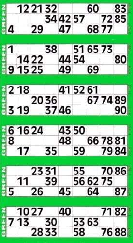 Thomas & Anca Club Supplies Ltd 12000 12 to View Bingo Flyers Bingo Tickets (Green)