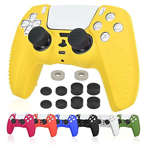 Ltenic ps5 コントローラー カバー シリコン素材 ps5 カバー コントローラー 傷防止 滑り止め 保護ケース-黄色