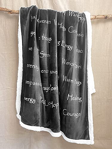 Wolf Creek Blanket Co. - Compassion Blanket - (50X65 Charcoal) Strength Courage Super Soft Warm Hugs, Get Well Gift Blanket Plush Healing Thoughts Positive Energy Love & Hope With Fluffy Comfort #TOP4