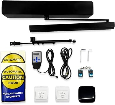 WiFi Smart Automatic Swing Door Operator, Residential Electric Door Opener with IR&RF WiFi Remote Control Hub, Compatible with Alexa Google Home Assistant Black