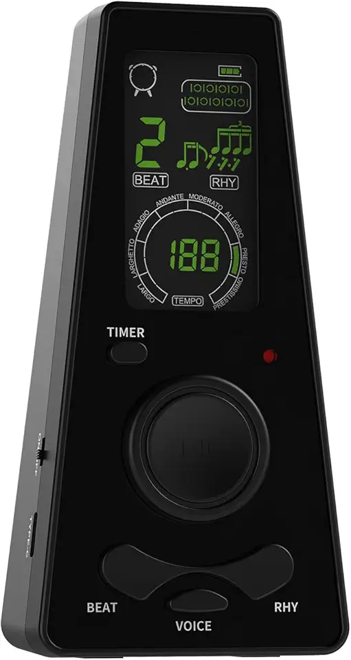 Metrônomo digital eletrônico com temporizador Metrônomo eletrônico universal com controle de volume e velocidade de batida, alimentado por bateria ou cabo USB, para guitarra, piano, violino e tambor