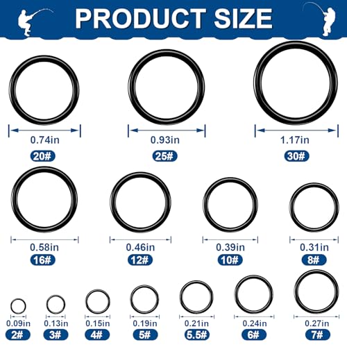 Sosation 70 Pcs Fishing Rod Tip Repair Kit Fishing Pole Eyelet Repair Kit Ceramic Guide Rings 14 Sizes 0.09-1.17 Inch, Black - Thumbnail 3
