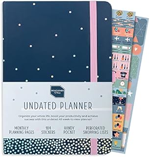 Boxclever Press Perfect Year A5 Undated Planner. Non Dated Weekly Planner for Perfect Organisation. A5 Diary with Monthly Planner Pages, Shopping Lists, Stickers & More. Organiser Planner - Dot