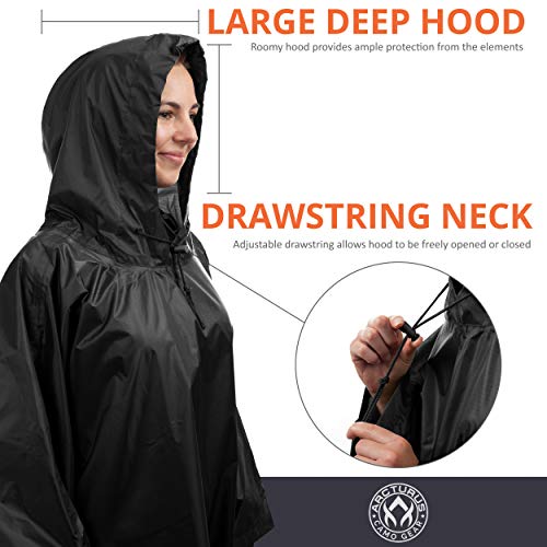 Image of Arcturus Rain Ponchos | Adjustable Hood | Waterproof Ripstop Nylon | Great for Hunting, Fishing & Camping