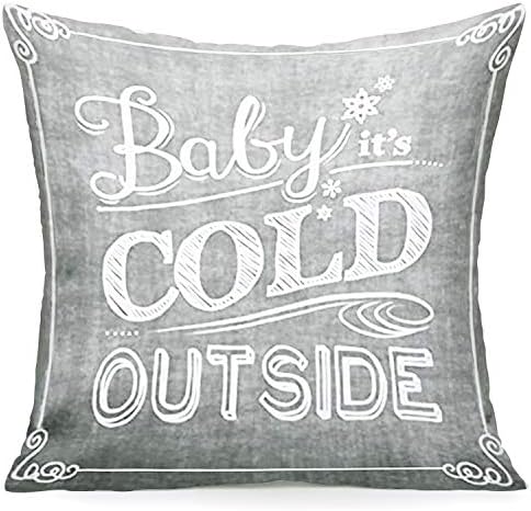Aremazing Christmas Snowflake & Baby It's Cold Outside Super Soft Cotton Linen Throw Pillow Case Cushion Cover Home Office Decorative 18 X 18 Inches (Baby It's Cold Outside & Snowflake)