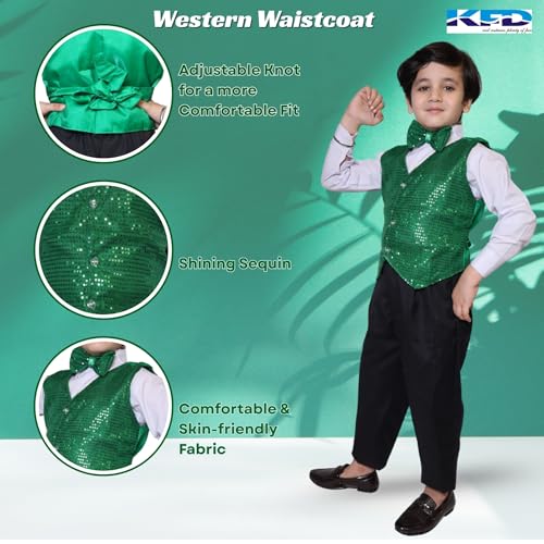 Image of Kaku Fancy Dresses Plain Waistcoat for Kids /Plain Jacket for Kids | Sequin Work Shinning Waist Coat For Annual Day Dance Competition (Only Jacket /Waistcoat - Shirt & Pant Not Included)