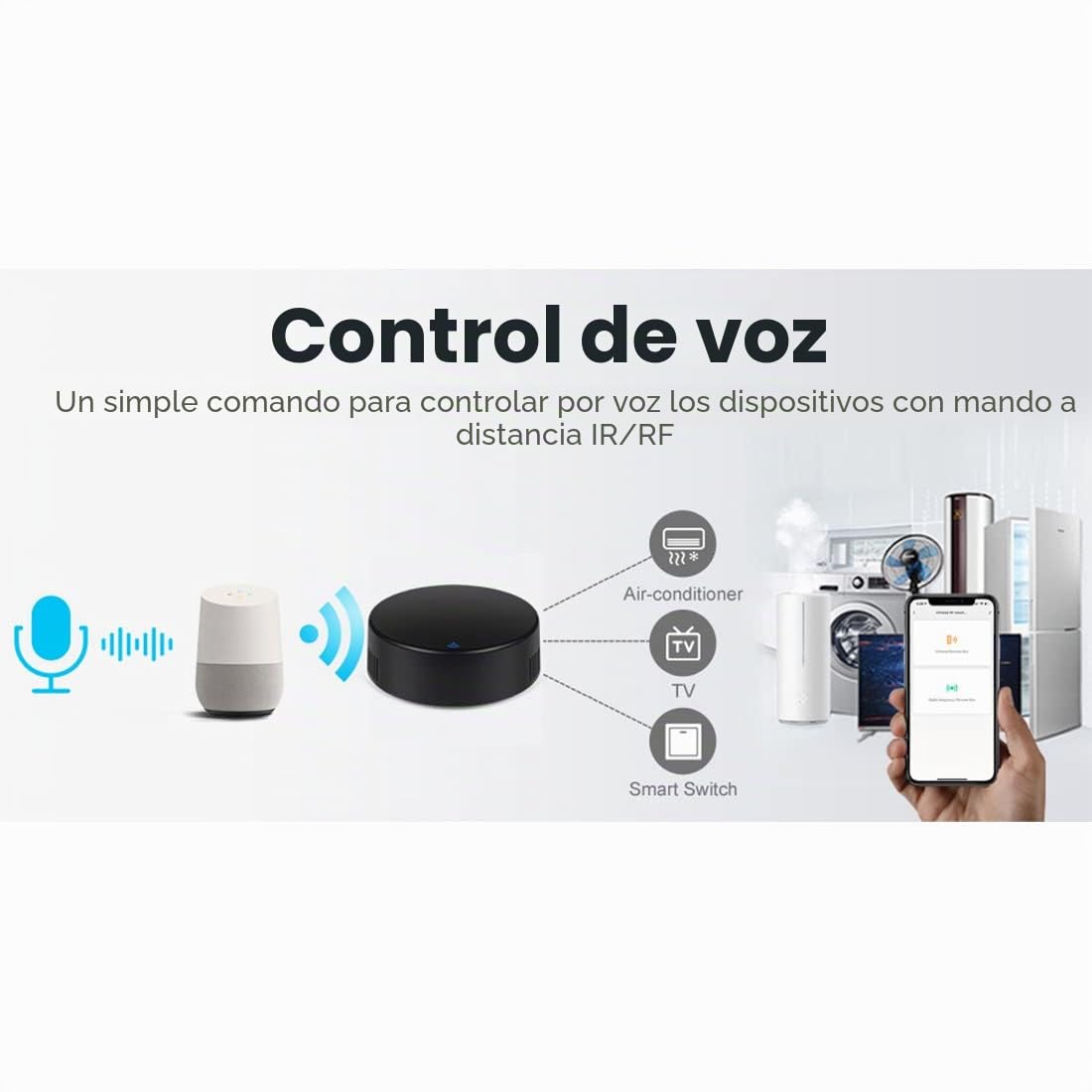 Tuya Smart RF IR Control Remoto WiFi Smart Home Controlador Infrarrojo para Aire Acondicionado TV Soporte de TV Alexa, Home
