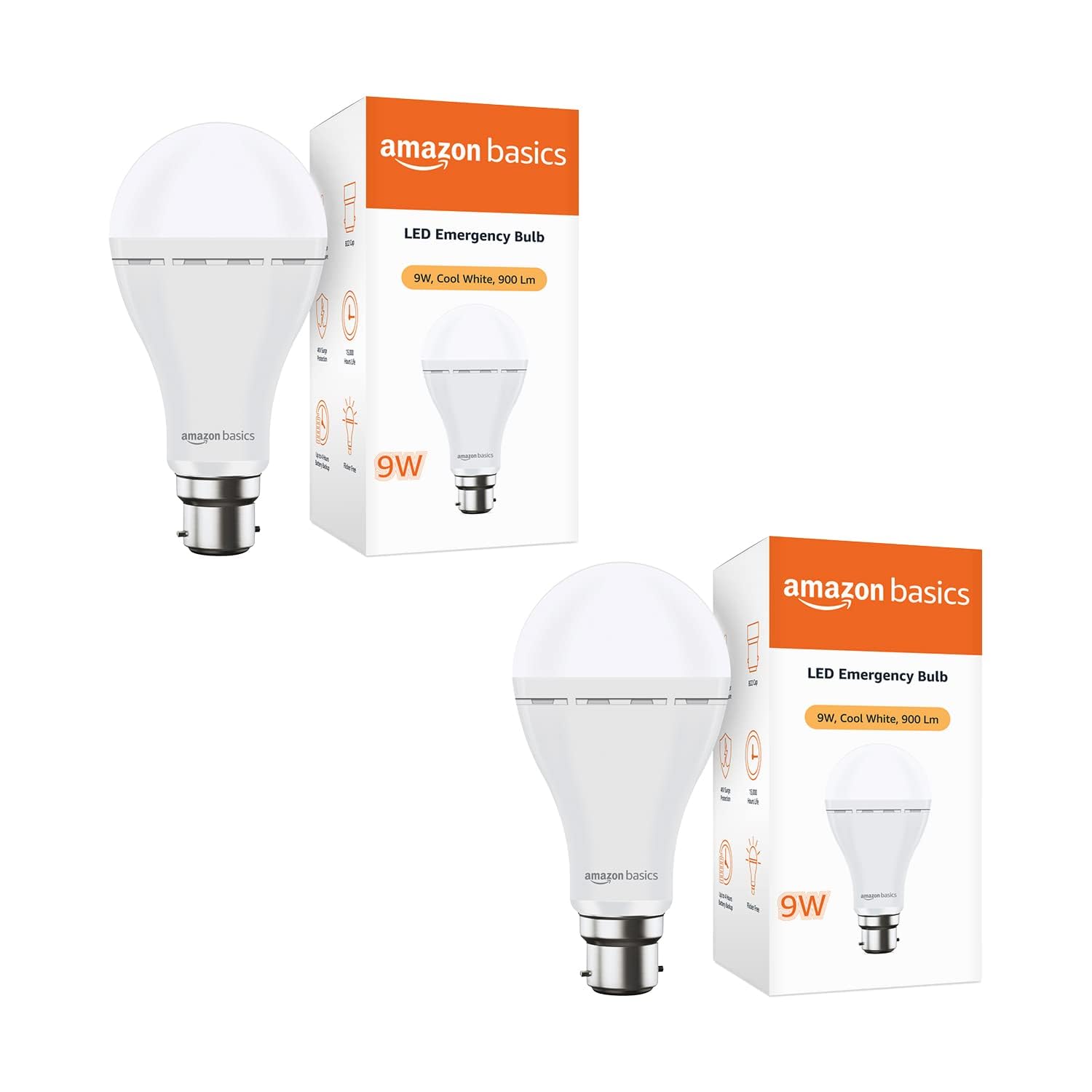 amazon basics - Rechargeable 9W LED Emergency Inverter Bulb, Cool White (Base B22, Pack of 2)-image-40
