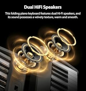 MARVTOWN Portable Folding Piano Keyboard, 88Keys Semi-Weighted Full Size, Foldable Digital Piano, Rechargeable Electric/Electronic Keyboard Piano w/MIDI Bluetooth&two speakers&Carry-case Beginner