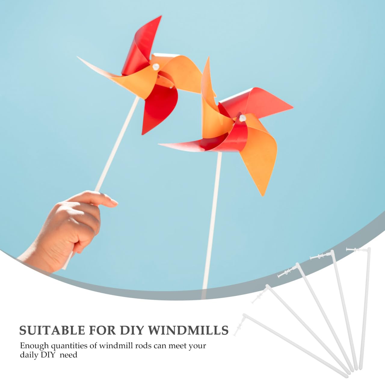10Piezas Varillas de Molinos de Viento Varillas de Repuesto de Plástico para Hacer Molinetes Accesorios de para Manualidades Decorativas