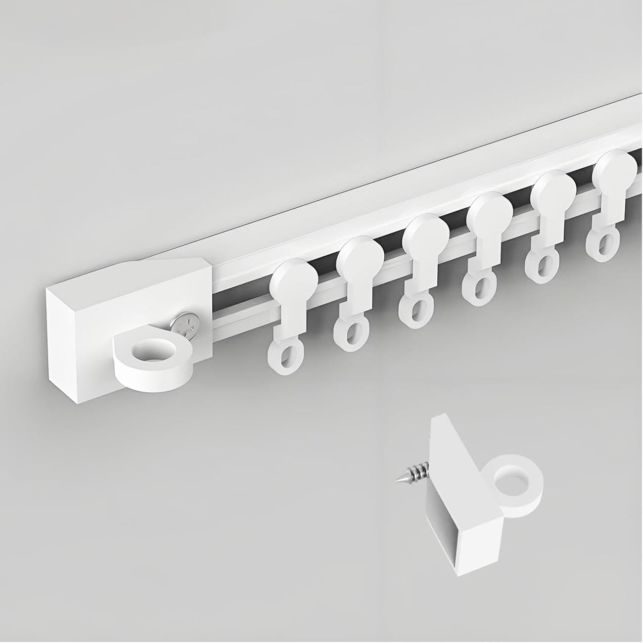 Rail de Rideaux Plafond/Mur Adhesif Sans Percage 0.4m 0.8m 1.2m 1.9m 2.2m 2.4m 3.0m 3.2m Rail de Rideau Plafond,–Auto-adhésif Tringle à rideau facile à (Non-Flexible)(Wall Mount,4.1m(13.4ft))