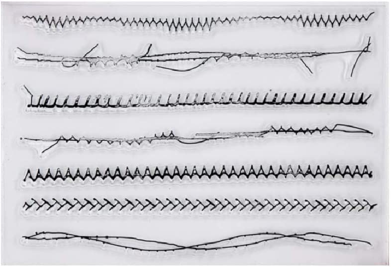 Joyful Home 1pc Sewing Thread line Rubber Clear Stamp for Card Making Decoration and Scrapbooking