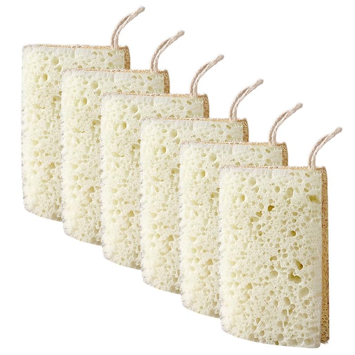 Minicoco Esponjas Ecológicas Para Lavar, 6 Estropajos Reutilizables, Esponjas De Cocina, Esponjas Dobles Para Eliminar La Suciedad, Para Cuencos, Platos, Ollas, Alimentos Quemados En Sartenes (paquete