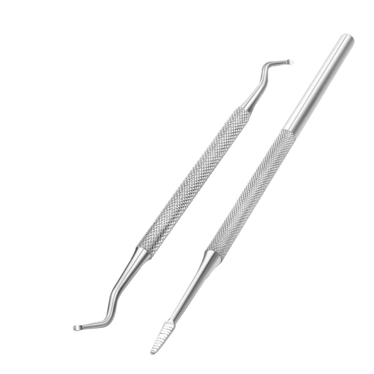 FOMIYES Professional Nail Cleaner Cuticle Remover Spoon Set 2pcs Stainless Steel Cuticle Pusher Triangle for Men Women