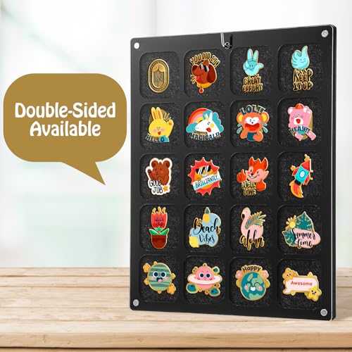Image of Clear Acrylic Pin Display Organizer, Dust-Free Table Top & Wall Pin Display Holder Board with 20 Grids (9.4x11.8')