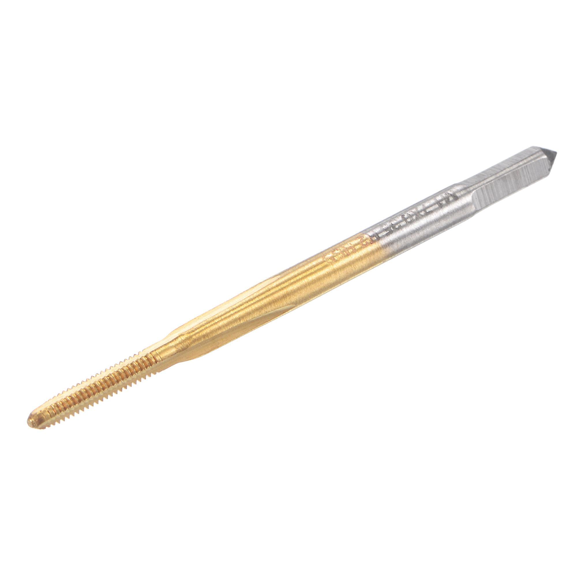 Sourcing Map Fil Fraisage Taraud Métrique M1.2 X 0,25 Titane Revêtement Cobalt HSS Haute Vitesse Acier 3 Droites Cannelures Machine Micro Vis Fil Taraud Pour Montres Et Horloges 2pcs