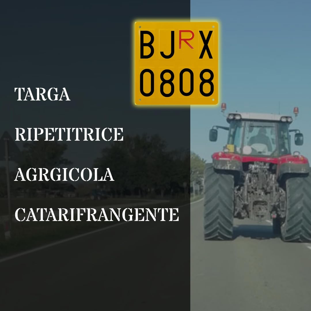 StickerLab - Targa Ripetitrice Agricola in Alluminio, Made in Italy - Targhe Agricole di Dimensione Originale, Numeri e Caratteri Omologati, Protezione Stampa UV - Targa per Trattori e Mezzi Agricoli