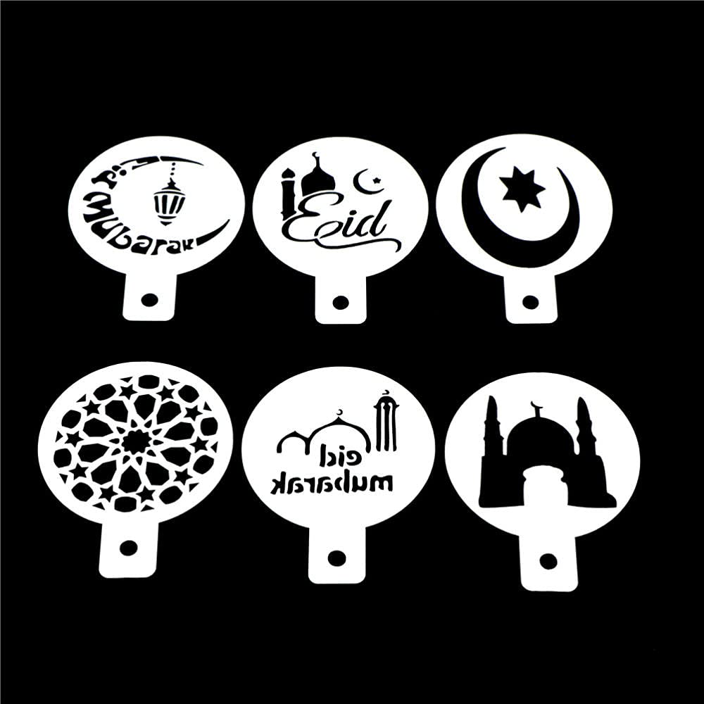 Szablony Do Kawy Szablon Do Ciasta Szablon Do Kawy3/6 Sztuk Biały Meczet Eid Ramadan Design Kawy Szablony Cięcie Ciastka Kremówki Ciasto Dekoracji Narzędzia
