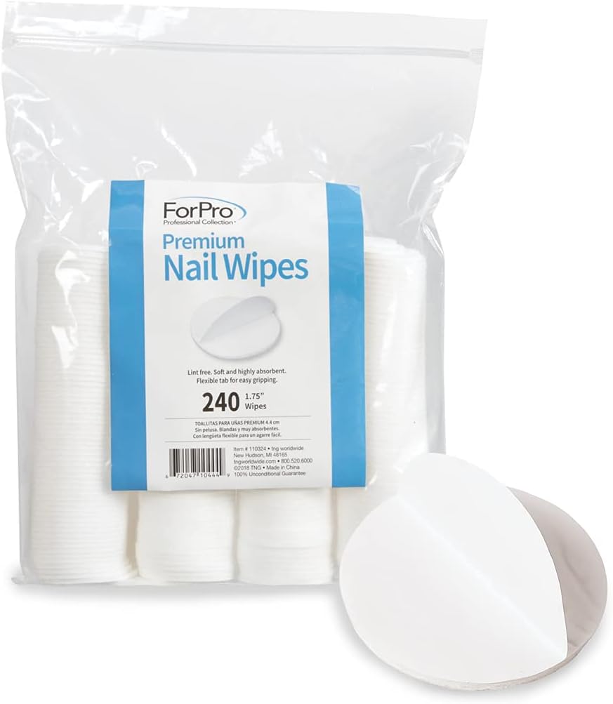 Premium Nail Wipes, Lint-Free Cotton Wipes for Removing Nail Polish, 1.75", 240-Count