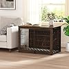 Megidok wooden dog crate furniture with cushion dog crate end table with tray double doors dog cratel37 l25 w26 h rustic style  urban country home decor