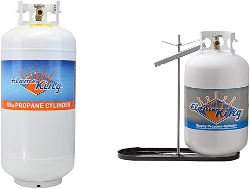 Miniatura 8 de Flame King YSN401 - Cilindro de tanque de propano de acero de 40 libras, indicador de nivel de tanque de propano blanco y propano, detector de