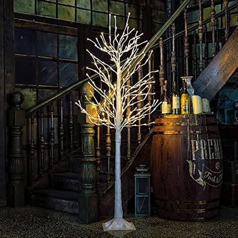 LAMPHOME Lighted Birch Tree, 6 Feet 240L LED Christmas Decorations Lighted Tree for Home, Party, Festival and Outdoor Use, UL Listed, Warm White (6FT 240LED) Cover