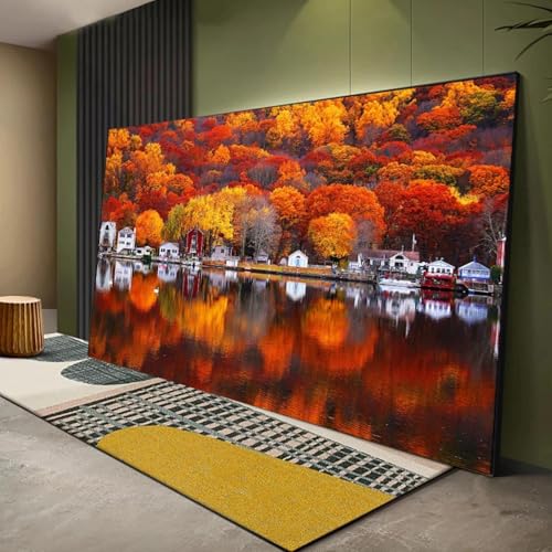 Paysage de ville d'automne et arbre a feuille rouge deco inspiration