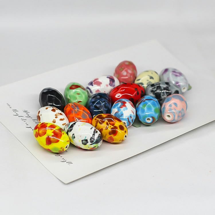 200 Uds. Cuentas de cerámica de colores mezclados de 28x18MM para hacer joyería, cuentas sueltas de cerámica para pulseras, colgante de cerámica artesanal
