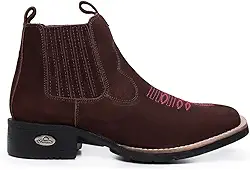 Bota Texana Country Botina Bico Quadrado Sola Viola Cano curto