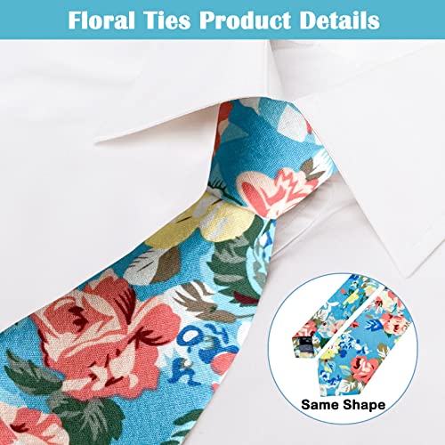 Image of Mantieqingway Men's Cotton Floral Neck Tie 2.56'' Printed Skinny Tie