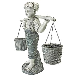 Design Toscano Flowers for Felicity Little Girl Garden Statue with Basket Planters, Medium, 25 Inches Tall, Cast Stone Resin, Two Tone Stone Finish Design Toscano Flowers for Felicity Little Girl Garden Statue with Basket Planters Medium 25 Inches Tall Cast Stone Resin Two Tone Stone Finish