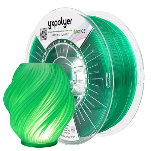 YXPOLYER ABS Filament Low Odor 3D Printing Transparent Green 1.75mm 1kg