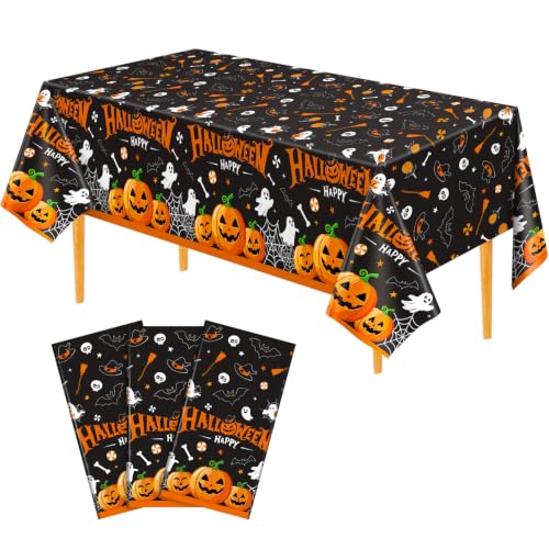 Image of NatNarr 3 Pack Halloween Plastic Tablecloths, Halloween Party Decorations