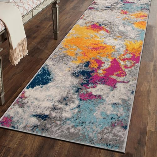 Rugshop Modern Abstract Living Room Non-Shedding Runner Rug Multi 2'7" x 6'