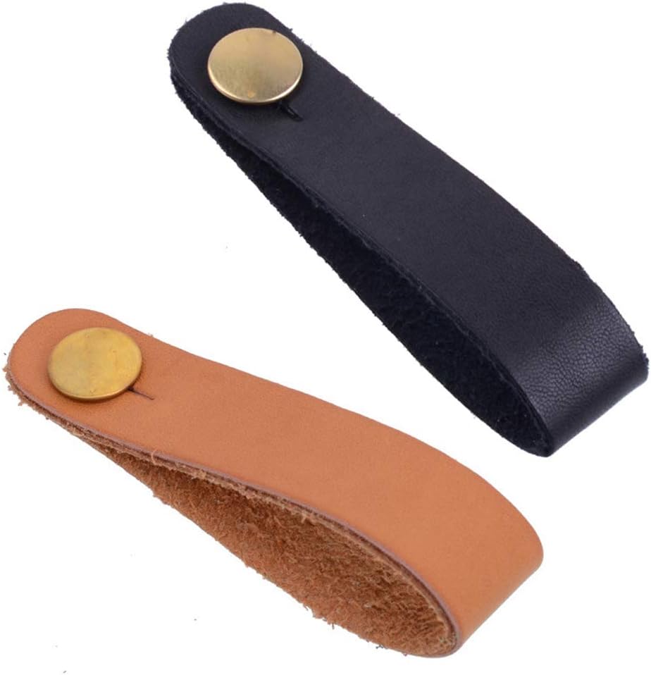 2 Pieces PU-Leather Guitar Headstock Strap Tie Guitar Neck Strap Button Headstock Adapter Black Brown