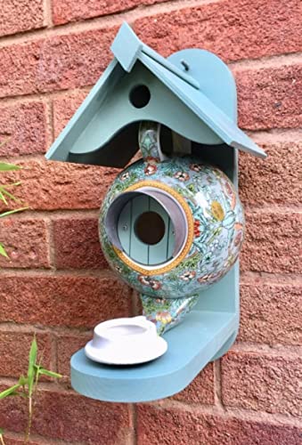 Crab Shopkeeper Wooden Metal Ceramic Teapot Decoration Bird House For Outdoor Patio Garden Hanging Feeder (Red), Green,Red (C20220705) #TOP3