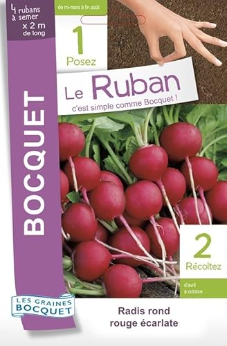 Sachet de graines de Radis à forcer rond écarlate en ruban à semer - 15 g - LES GRAINES BOCQUET