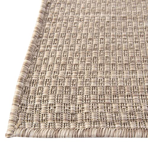 Unique Loom Collection Casual Transitional Solid Heathered Indoor/Outdoor Flatweave Area Rug, Runner 2' 0" X 3' 0", Beige #TOP4