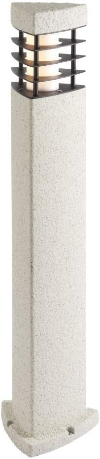 Modern Grey Stone Finish Outdoor Garden Driveway Patio Louvred LED Bollard Post Light IP44 Rated 1000mm [Energy Class A+]