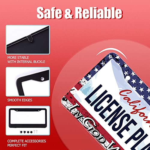 Personalise In God We Trust Christian License Plate Frames Metal Car Universal Accessories Stainless Steel License Plate Cars Decor Screw Caps Fits Standard Us Vehicles Size 12.2 X 6 Men Women Gift #TOP1