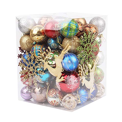MISBEST Christmas Balls Ornaments 60-70Pack for Xmas Christmas Tree Theme Assorted Shatterproof Christmas