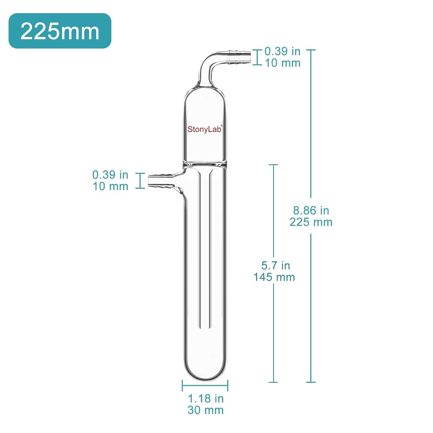 stonylab Trappola a Vacuo in Vetro con Bubblatore, Trappola Fredda in Vetro con Altezza di 225 mm e Connessione per Tubo da 10 mm, per Apparecchiature da Laboratorio di Chimica Organica