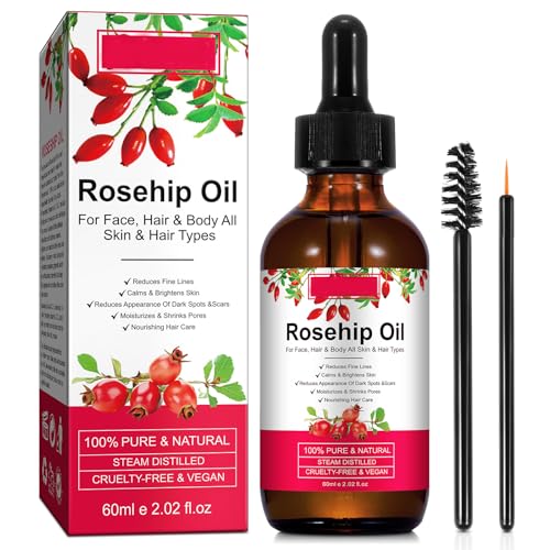 Rosehip Oil for Face Hair and Body Organic Cold Pressed Natural Hydrating Nourishing & Moisturising Rosehip Seed Oil for Skin Hair Nails and Body Oil