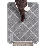 Conlun PVC Cat Litter Mat 24x15 Inch Grey, Non-Slip, Less Waste Cat Litter Box Mat, Soft on Kitty’s Paws, Urine Waterproof