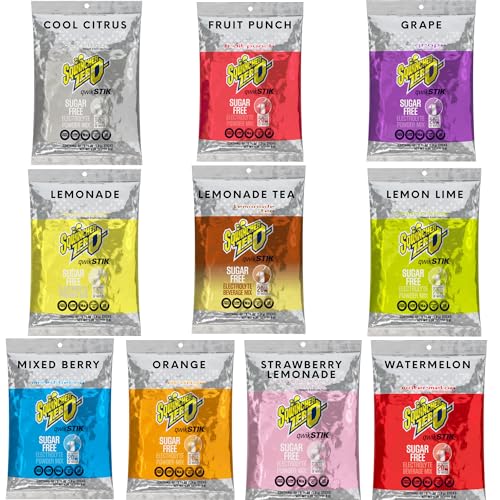 Sqwincher Zero Qwik Stik - Single Serve Sugar Free Low Calorie Low Sodium Electrolyte Replacement Powder Hydration Drink Mix .11 0z Packet (Pack of 500) Assorted Flavors