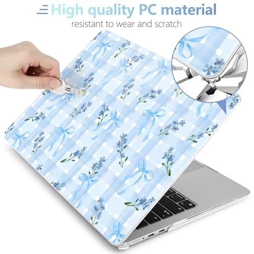 Image of MEEgoodo for M5 /M4 /M3 /M2 MacBook Air 15 inch Case 2026 2025 2024 2023, Case Fit Model (A3448 /A3241 /A3114 /A2941) for MacBook Air 15.3 inch, Flower&Bows&Watercolor Plaid
