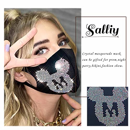 Salliy Rhinestone Mesh Mask Sparkly Crystal Halloween Masquerade Face Masks Glitter Face Covering Jewelry For Women And Girls #TOP2