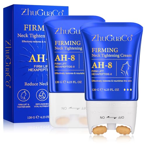 Crema Reafirmante para Cuello con Rodillo, Crema Cuello y Escote Reafirmante AH-8 para cuello, Ideal Reafirmar la Piel Flácida,Firming Neck Cream con Efecto Lifting,Reduce Arrugas y Líneas Finas,Nutre