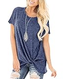 pompöös tunika Modellnummer: Damen T-Shirt Yidarton Damen T-Shirt Sommer Rundhals Tunika Lose Oberteil Asymmetrisch Bluse Tops (C-Marine, XL)