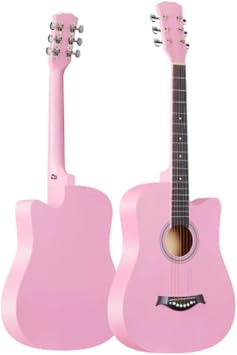 38 Inch Guitar, Fork Beginner, Beginner Practice Carpet, Wooden Guitar Student Children Adult Beginner-Set Acoustic Classic Tuner Pink, 38 inch
